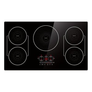 BIGoods 36 Inch Induction Cooktop 5 Burners, Flat Glass Top Electric Stove with Bridge-SYNC, 3 Preset Modes Booster, Timer, Pause, Child Lock, Drop in, 208~240V/50A, Black