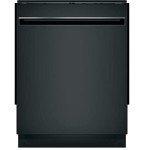 GE GDT225SGLBB 24" Dishwasher with Interior Stainless Steel ADA Compliant Top Control Energy Star Certified and Pocket Handle in Black