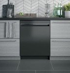 GE GDT225SGLBB 24" Dishwasher with Interior Stainless Steel ADA Compliant Top Control Energy Star Certified and Pocket Handle in Black