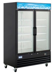 Kratos Commercial Freezer Display Merchandiser - 2 Self Closing Swing Doors, 53"W, Black (67K-210)