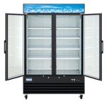 Kratos Commercial Freezer Display Merchandiser - 2 Self Closing Swing Doors, 53"W, Black (67K-210)