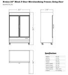 Kratos Commercial Freezer Display Merchandiser - 2 Self Closing Swing Doors, 53"W, Black (67K-210)