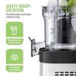 AMZCHEF Cold Press Juicer, Juicer Machines - 3.1" Large Feed Chute for Whole Fruits & Vegetables, Stainless Steel Slow Masticating Juicer Easy to Clean, Large Auger, Double Strainers, Silver