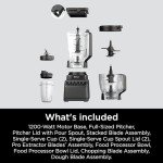 Ninja Blender, Kitchen System for-Smoothie, Frozen, Extract, Chop & Dough, Pitcher, 8-cup Food Processor Bowl, Smoothie Cup, Ninja Total Crushing, 1200 Watt, BPA Free, Dark Grey, BR601AMZ