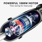 Immersion Blender Handheld Hand Blender, 1000W 5 in 1 Hand Mixer Stick, BPA-Free 12 Speed Handheld Blender 304 Stainless, Mixing Beaker, Chopper, Whisk, Milk Frother, Soup, Smoothies, Baby Food, Sauce