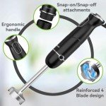 Immersion Blender Handheld Hand Blender, 1000W 5 in 1 Hand Mixer Stick, BPA-Free 12 Speed Handheld Blender 304 Stainless, Mixing Beaker, Chopper, Whisk, Milk Frother, Soup, Smoothies, Baby Food, Sauce