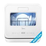 Midea MDC17P4CWW Portable Countertop Mini 5L Built-in Water Tank, Baby Care, No Hookup Needed, 360° Dual Spray,High-Temp wash, Dishwasher for Apartments& RVs, White, Whole