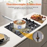 Gas Stove Top 24 Inch, Amzgachfktch Built-in Gas Cooktop 4 Burner, Black Tempered Glass Gas Range with NG/LPG Conversion Kit, Kitchen Propane Cooktop with Thermocouple Protection