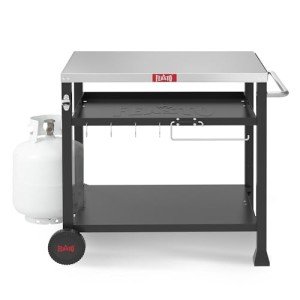 Feasto 3-Shelf Outdoor Grill Table,Pizza Oven Table for Outside,Movable Grill Cart with Wheels,Indoor & Outdoor Cooking Station, Pizza Oven Stand for Ooni Blackstone Griddle 33.5”x 21.7”