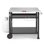 Feasto 3-Shelf Outdoor Grill Table,Pizza Oven Table for Outside,Movable Grill Cart with Wheels,Indoor & Outdoor Cooking Station, Pizza Oven Stand for Ooni Blackstone Griddle 33.5”x 21.7”