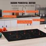 VEVOR Built in Electric Stove Top, 30 inch 5 Burners, 240V Glass Radiant Cooktop with Sensor Touch Control, Timer & Child Lock Included, 9 Power Levels for Simmer Steam Slow Cook Fry
