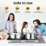 3000W 110V Cooktop Portable 4 Burners Electric Built-in Cooktop Sensor Touch Control Countertop Electric Hot Plate with Kid Safety Lock and 2H Timer, 9 Heating Level, no plug
