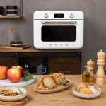 SMEG COF01Countertop Combi Oven - Multi-Function Grill, Air Fry, Steam, Bake, Convection, Defrost, and Warm, 10 Cooking Functions - Made In Italy (White)