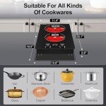 Electric Cooktop,110V 2400W Electric Stove Top with Knob Control, 11 Power Levels, Kids Lock & Timer, Hot Surface Indicator, Overheat Protection,Built-in and Countertop 2 Burner Electric Cooktop