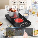 Electric Cooktop,110V 2400W Electric Stove Top with Knob Control, 11 Power Levels, Kids Lock & Timer, Hot Surface Indicator, Overheat Protection,Built-in and Countertop 2 Burner Electric Cooktop