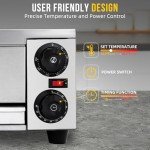 GarveeHome Electric Pizza Oven Indoor, 16 Inch Countertop Commercial Pizza Oven with Grilling Rack, Crumb Tray, Handle and Feet Pads, Stainless Steel Pizza Baking Machine for Home and Restaurant