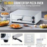 GarveeHome Electric Pizza Oven Indoor, 16 Inch Countertop Commercial Pizza Oven with Grilling Rack, Crumb Tray, Handle and Feet Pads, Stainless Steel Pizza Baking Machine for Home and Restaurant