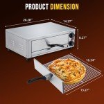 GarveeHome Electric Pizza Oven Indoor, 16 Inch Countertop Commercial Pizza Oven with Grilling Rack, Crumb Tray, Handle and Feet Pads, Stainless Steel Pizza Baking Machine for Home and Restaurant