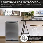 Whynter CUF-210SS Upright Small Mini Freezer with Lock for Bedrooms, Dorms, Garages, Offices, 2.1 Cubic Feet, Stainless Steel