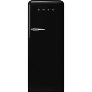 Smeg FAB28 50's Retro Style Aesthetic Top Freezer Refrigerator with 9.92 Cu Total Capacity, Multiflow Cooling System, Adjustable Glass Shelves 24-Inches, Black Right Hand Hinge Made In Italy