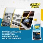 Cerama Bryte Glass Cooktop and Stove Top Cleaner Combo Kit - Includes Cleaning Tool, Razor, Scraper and 3 Pads to Remove Tough Stains - Use on Gas, Electric, Ceramic Surfaces, 10 Ounces, 6 Piece