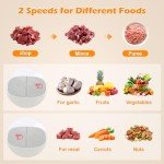 Qinkada Food Processors with 2 Bowls, 400W Meat Grinder, Food Chopper Electric, 2 Speed, 8Cup Glass and 8Cup 304 Stainless Steel, 2 Blades, Spatula (White)