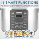 AROMA Professional Digital Rice Cooker, 10-Cup (Uncooked) / 20-Cup (Cooked), Multicooker, Slow Cooker, Steamer, Oatmeal Cooker, Egg Cooker, STS, 5 Qt, Gray, ARC-5200SG