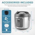 AROMA Professional Digital Rice Cooker, 10-Cup (Uncooked) / 20-Cup (Cooked), Multicooker, Slow Cooker, Steamer, Oatmeal Cooker, Egg Cooker, STS, 5 Qt, Gray, ARC-5200SG