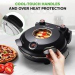 NutriChef Electric Pizza Oven | 12 Inch Countertop Pizza Maker with Temperature Control & Thermometer | Viewing Window for Precise Cooking | Heats up to 800F | Easy to Clean Non-Stick Stone | Black
