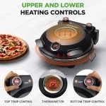 NutriChef Electric Pizza Oven | 12 Inch Countertop Pizza Maker with Temperature Control & Thermometer | Viewing Window for Precise Cooking | Heats up to 800F | Easy to Clean Non-Stick Stone | Black