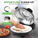 NutriChef Electric Pizza Oven | 12 Inch Countertop Pizza Maker with Temperature Control & Thermometer | Viewing Window for Precise Cooking | Heats up to 800F | Easy to Clean Non-Stick Stone | Black
