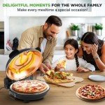 NutriChef Electric Pizza Oven | 12 Inch Countertop Pizza Maker with Temperature Control & Thermometer | Viewing Window for Precise Cooking | Heats up to 800F | Easy to Clean Non-Stick Stone | Black