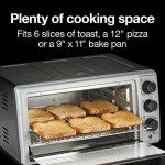 Proctor Silex Simply-Crisp Air Fryer Toaster Oven Combo with 4 Functions Including Convection, Bake & Broil, Fits 6 Slices or 12” Pizza, Auto Shutoff, Black (31275)