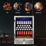 Velieta 24 Inch Beverage Refrigerator Cooler,210 Cans Wide Beverage and Beer Fridge with Glass Door and Powerful Cooling Compressor, Built-in/Freestanding Drink Fridge for Kitchen, Bar or Office