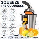 Eurolux Premium Electric Orange Juicer | Stainless Steel Citrus Squeezer With New Ultra-Powerful Motor and Soft Grip Handle for Effortless Juicing, Auto Shutoff, Dishwasher-safe Parts, Pulp Control