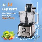 Magiccos 14-Cup French-Fry-Cutter Storage-Drawer Food-Processor - XL Bowl, Large Chute & Storage Drawer, Slicing & Shredding, Chopping & Mixing, For Fries, Cheese, Meat & Veggie Prep, For Home Kitchen