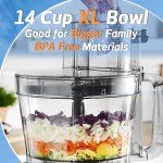 Magiccos 14-Cup French-Fry-Cutter Storage-Drawer Food-Processor - XL Bowl, Large Chute & Storage Drawer, Slicing & Shredding, Chopping & Mixing, For Fries, Cheese, Meat & Veggie Prep, For Home Kitchen