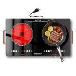 2 Burner Electric Cooktop 24 Inch Electric Stove, Nefaracy 2000W Portable electrical Stove with Handle, 9 Power Settings, Senor Touch & Knob Control, Safety Lock, Timer, 110-120V Plug in