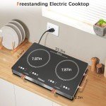 2 Burner Electric Cooktop 24 Inch Electric Stove, Nefaracy 2000W Portable electrical Stove with Handle, 9 Power Settings, Senor Touch & Knob Control, Safety Lock, Timer, 110-120V Plug in