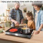 2 Burner Electric Cooktop 24 Inch Electric Stove, Nefaracy 2000W Portable electrical Stove with Handle, 9 Power Settings, Senor Touch & Knob Control, Safety Lock, Timer, 110-120V Plug in