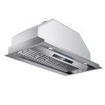IKTCH 42 inch Built-in/Insert Range Hood 900 CFM, Ducted/Ductless Convertible Duct, Stainless Steel Kitchen Vent Hood with 2 Pcs Adjustable Lights and 3 Pcs Baffle Filters with Handlebar(IKB02-42'')