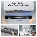 IKTCH 42 inch Built-in/Insert Range Hood 900 CFM, Ducted/Ductless Convertible Duct, Stainless Steel Kitchen Vent Hood with 2 Pcs Adjustable Lights and 3 Pcs Baffle Filters with Handlebar(IKB02-42'')