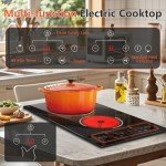 Traenvir 2 Burner Electric Cooktop, 12 Inch Built-in & Countertop Electric Stovetop, Ceramic Cooktop with Touch Control, Child Safety Lock, Timer, Pause Function, 9 Power Levels, 110V - 120V Plug in