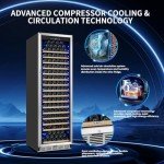 ORYMUSE Large 200 Bottle Wine Fridge - 24 Inch Wine Cooler Refrigerator, Freestanding and Built-in Design, Upgraded Compressor Cooling, Intelligent Temperature Memory