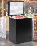 Muhub 10.0 Cu.Ft Chest Freezer,Deep Freezer with Removable Basket,Compact Freezer with Top Open Door, Adjustable Temperature, Low noise，Suitable for Kitchen Dorm Garage and Shed，Black
