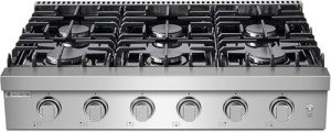 AAOBOSI Gas Cooktop 36 inch Gas Stove Built-in Gas Range Commercial Gas Stove Top, Propane Cooktop NG/LPG Switch, 6 Cast Iron Stove Top Covers for Gas Burners with 6 Burners for Cooking, Gas Grilling