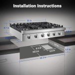 AAOBOSI Gas Cooktop 36 inch Gas Stove Built-in Gas Range Commercial Gas Stove Top, Propane Cooktop NG/LPG Switch, 6 Cast Iron Stove Top Covers for Gas Burners with 6 Burners for Cooking, Gas Grilling