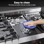 AAOBOSI Gas Cooktop 36 inch Gas Stove Built-in Gas Range Commercial Gas Stove Top, Propane Cooktop NG/LPG Switch, 6 Cast Iron Stove Top Covers for Gas Burners with 6 Burners for Cooking, Gas Grilling