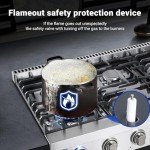 AAOBOSI Gas Cooktop 36 inch Gas Stove Built-in Gas Range Commercial Gas Stove Top, Propane Cooktop NG/LPG Switch, 6 Cast Iron Stove Top Covers for Gas Burners with 6 Burners for Cooking, Gas Grilling