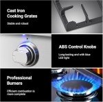 AAOBOSI Gas Cooktop 36 inch Gas Stove Built-in Gas Range Commercial Gas Stove Top, Propane Cooktop NG/LPG Switch, 6 Cast Iron Stove Top Covers for Gas Burners with 6 Burners for Cooking, Gas Grilling